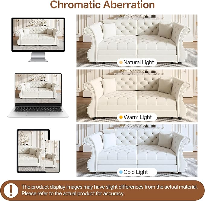 83.8" Oversized Pull Out Sofa Bed, Chesterfield Velvet Sleeper Sofa Couch - Image 8
