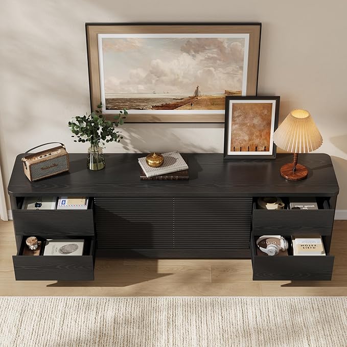 Fluted TV Stand for Living Room, Mid Century Modern Entertainment Center - Image 3