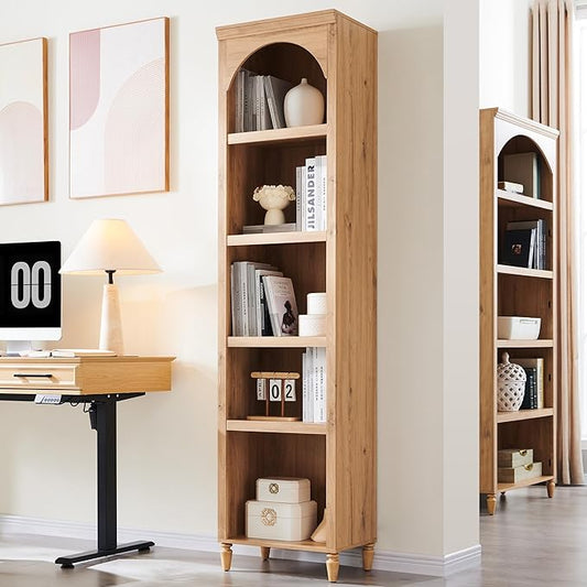 IFGET 76" Tall Arched Bookcase, Farmhouse 5 Tiers Narrow Arched Bookshelf by IFGETEnrichYourLivingSpace