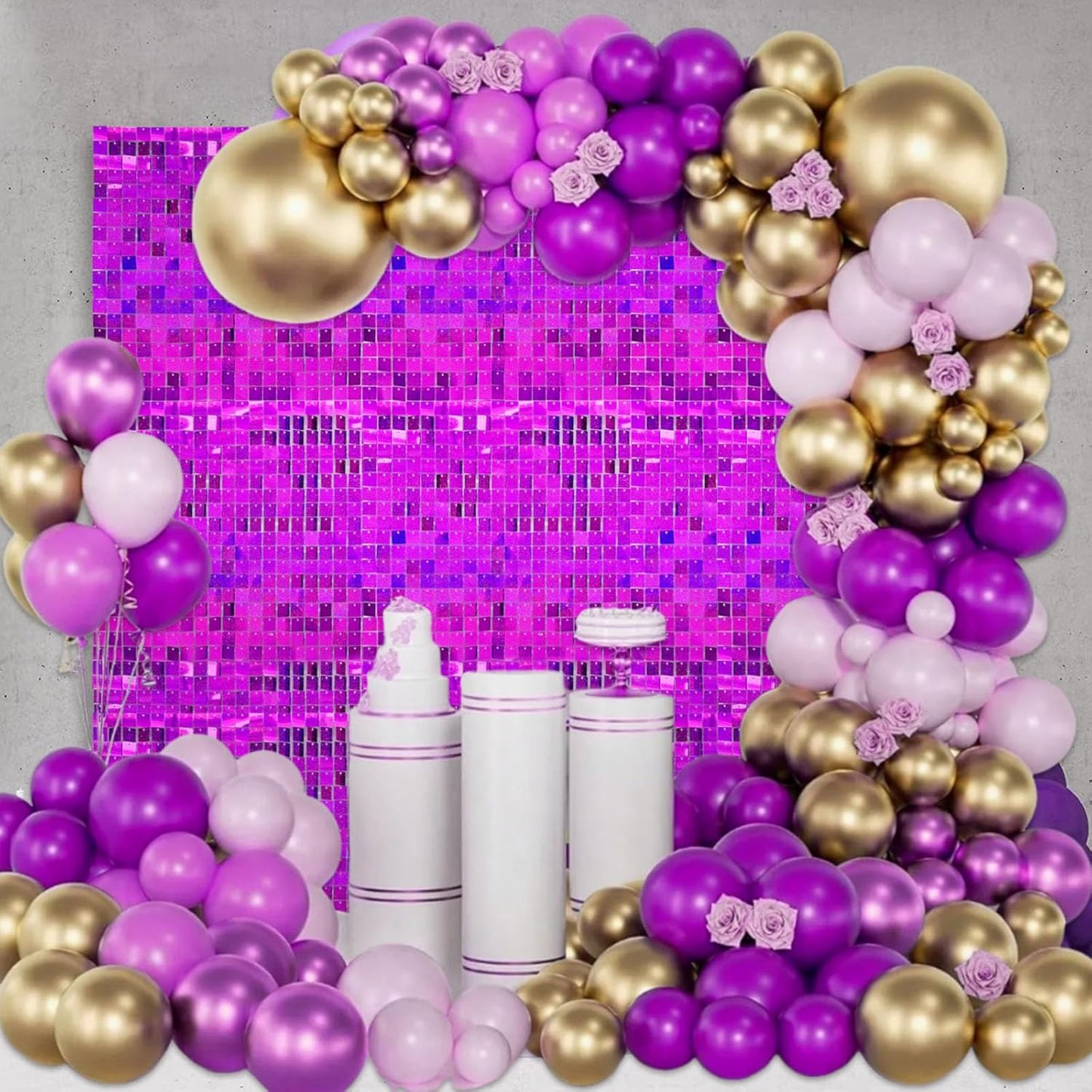 12PCS Purple Shimmer Wall Backdrop, Laser Square Sequin Photo Backdrops Panel, Glitter Wall Background for Birthdays, Weddings, Christmas, Engagements, Disco Bachelorette Party Decoration (3FTx4FT)