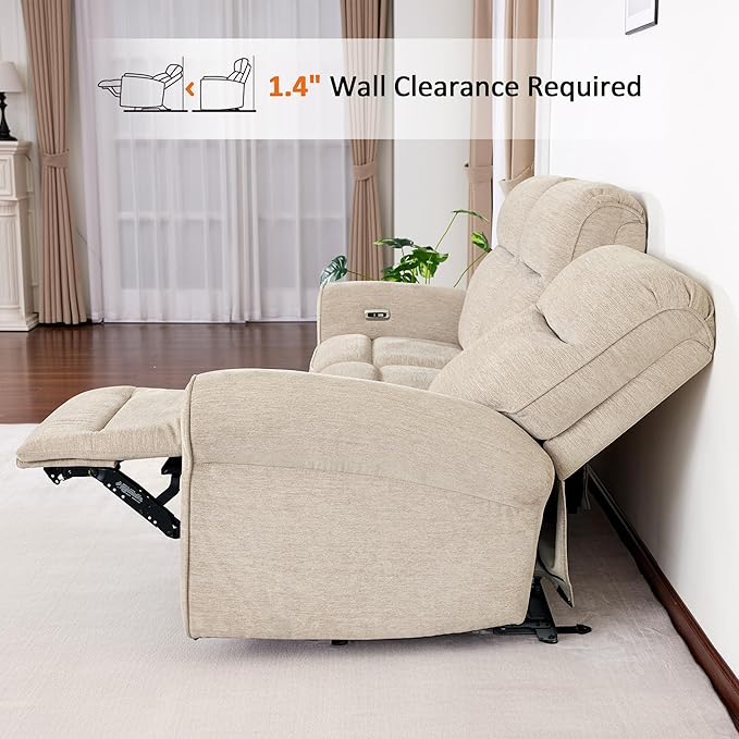 MCombo 87.8" Wall Hugger Power Reclining Sofa, 3-Seat Triple Recliner Couch - Image 4