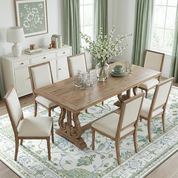 RELEANY Area Rugs 8'x10' Washable Non-Slip, Floral Vintage Distress Print - Image 3