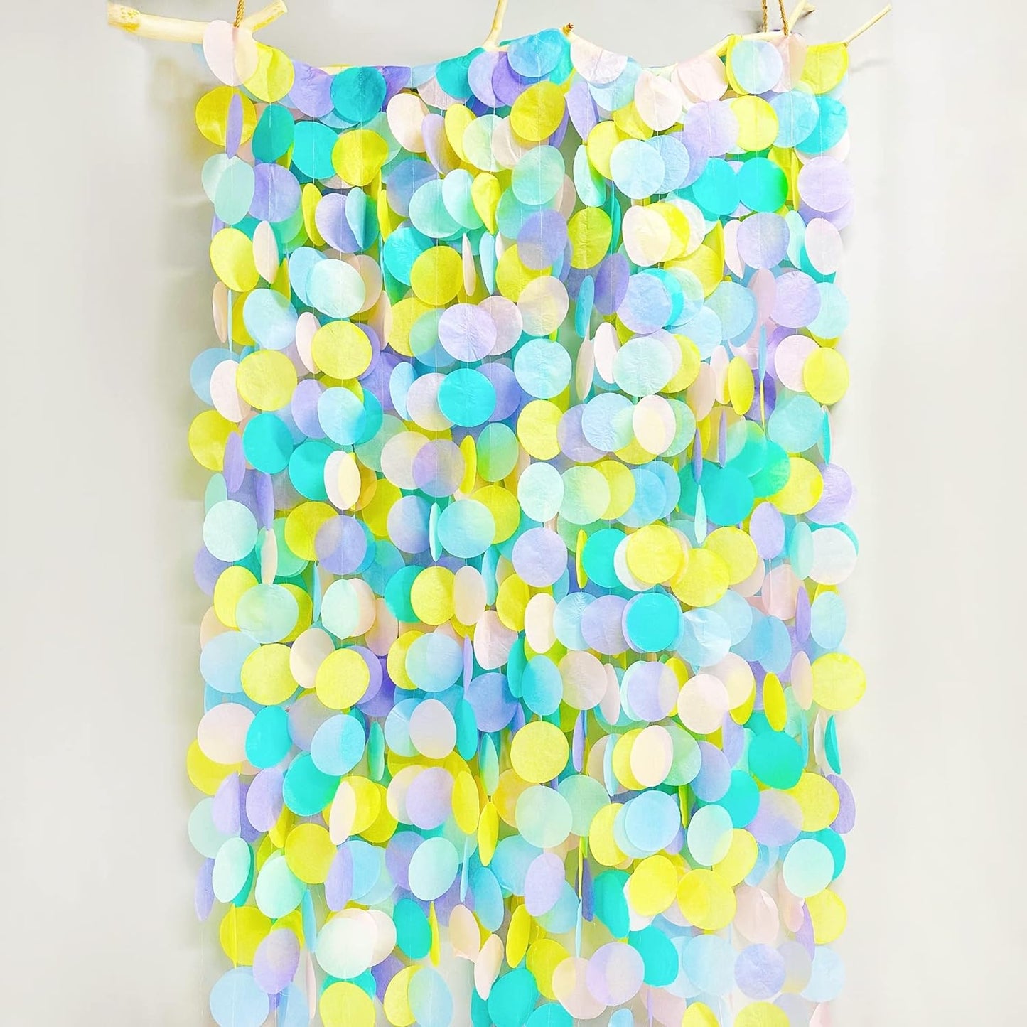 205Ft Pastel Party Decorations Big Circle Dot Backdrop Garland Pastel Tissue Paper Polka Dots Hanging Curtain Streamer for Birthday Bachelorette Wedding Engagement Baby Shower Macaron Party Supplies