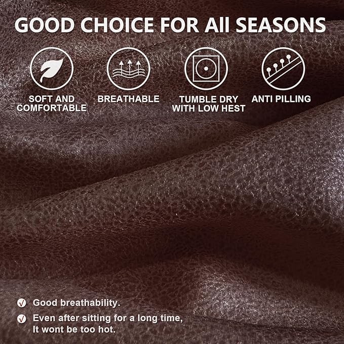 ANARACHON Leather Look Recliner Chair Covers, 4 Pieces Recliner Covers Non Slip - Image 4