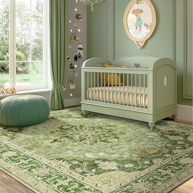 RELEANY Area Rugs 6'x9' Washable Non-Slip, Floral Vintage Distress Print - Image 3
