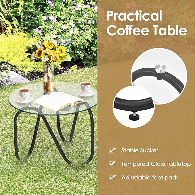 Tangkula 3 Piece Patio Rattan Furniture Set, Includes 2 Single Wicker Chairs - Image 6