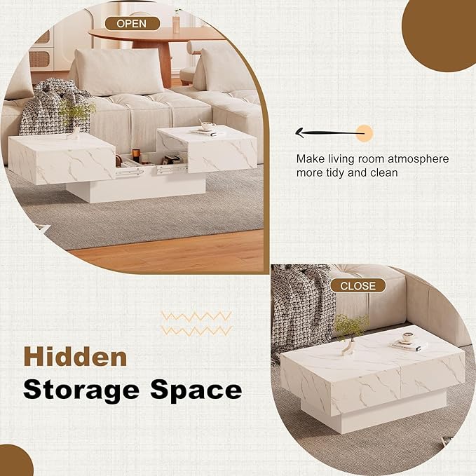 HedoAjim White Marble Coffee Table - Image 3