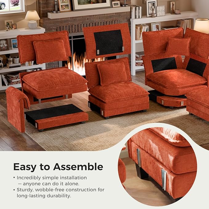 ELUCHANG 114" Oversized V-Shaped Cloud Couch Modular Sectional Sofa - Image 8