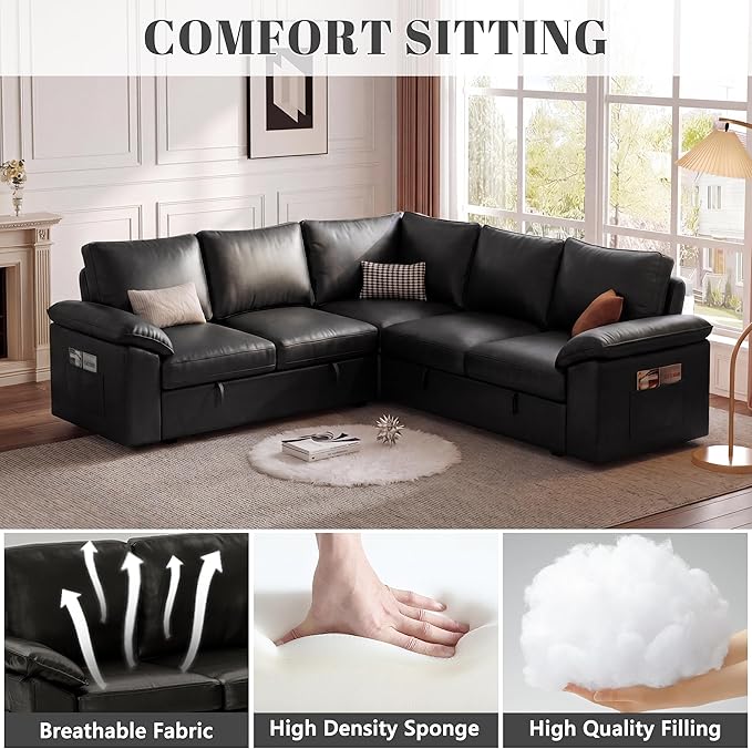 85 Inch Faux Leather Modular Sectional Sofa - Image 5