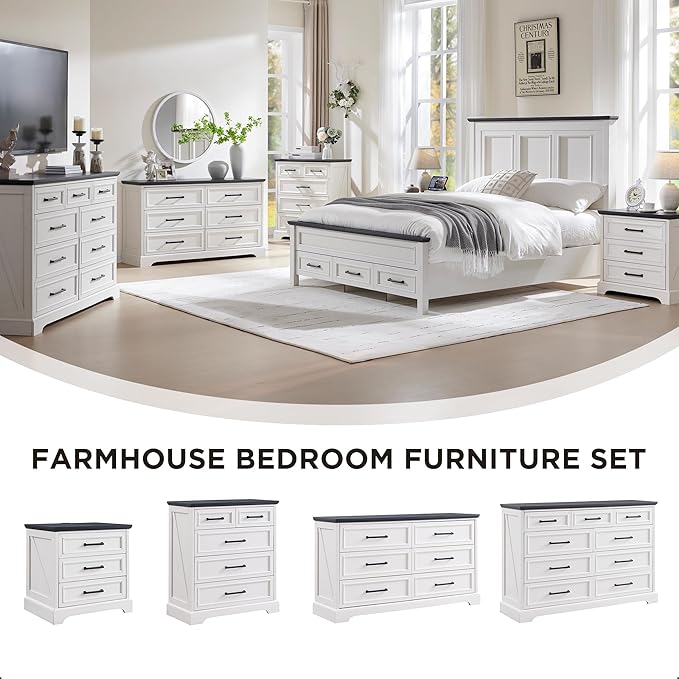 ACCOHOHO Farmhouse Nightstands Set of 2, 22 Inch Wide End Table - Image 4