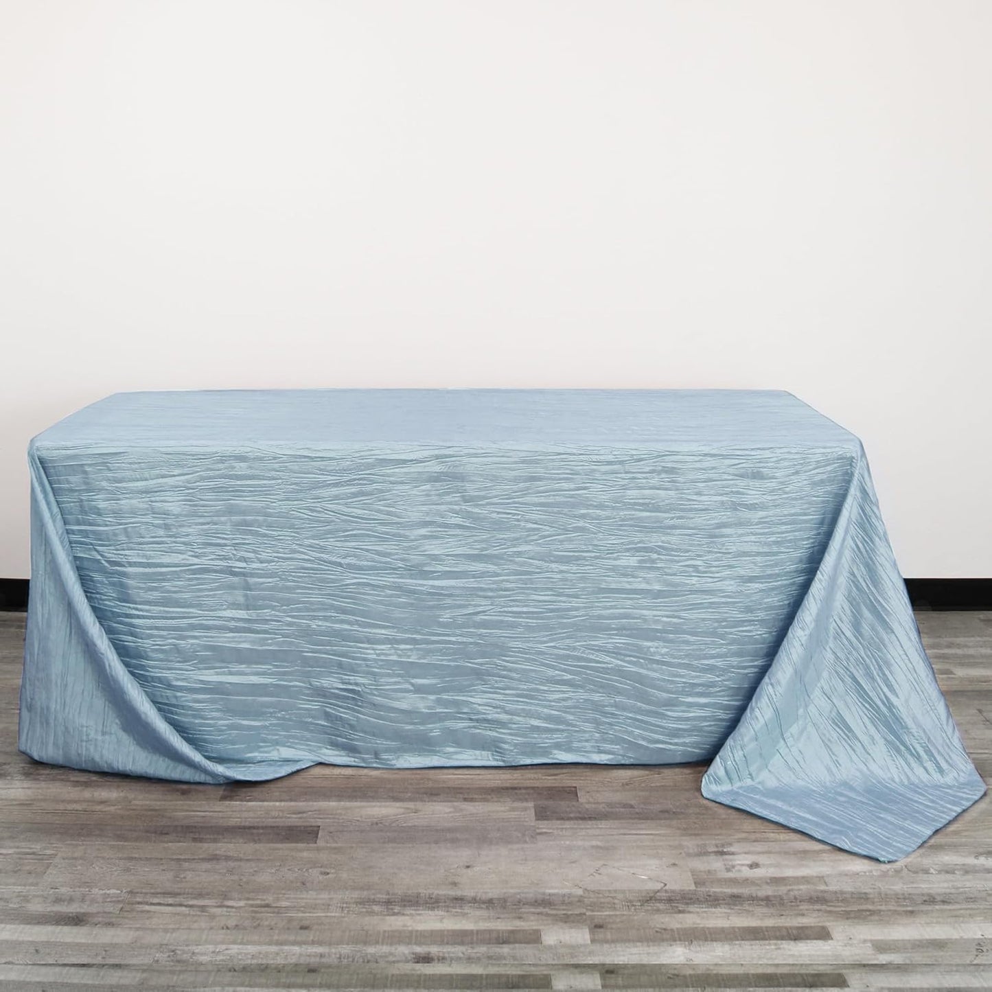 YOUR CHAIR COVERS - 90 x 132 inch Rectangular Crinkle Taffeta Tablecloth - Light Blue, Rectangle Table Linens for 6 ft Rectangular Tables, Wedding Crushed Table Cloth