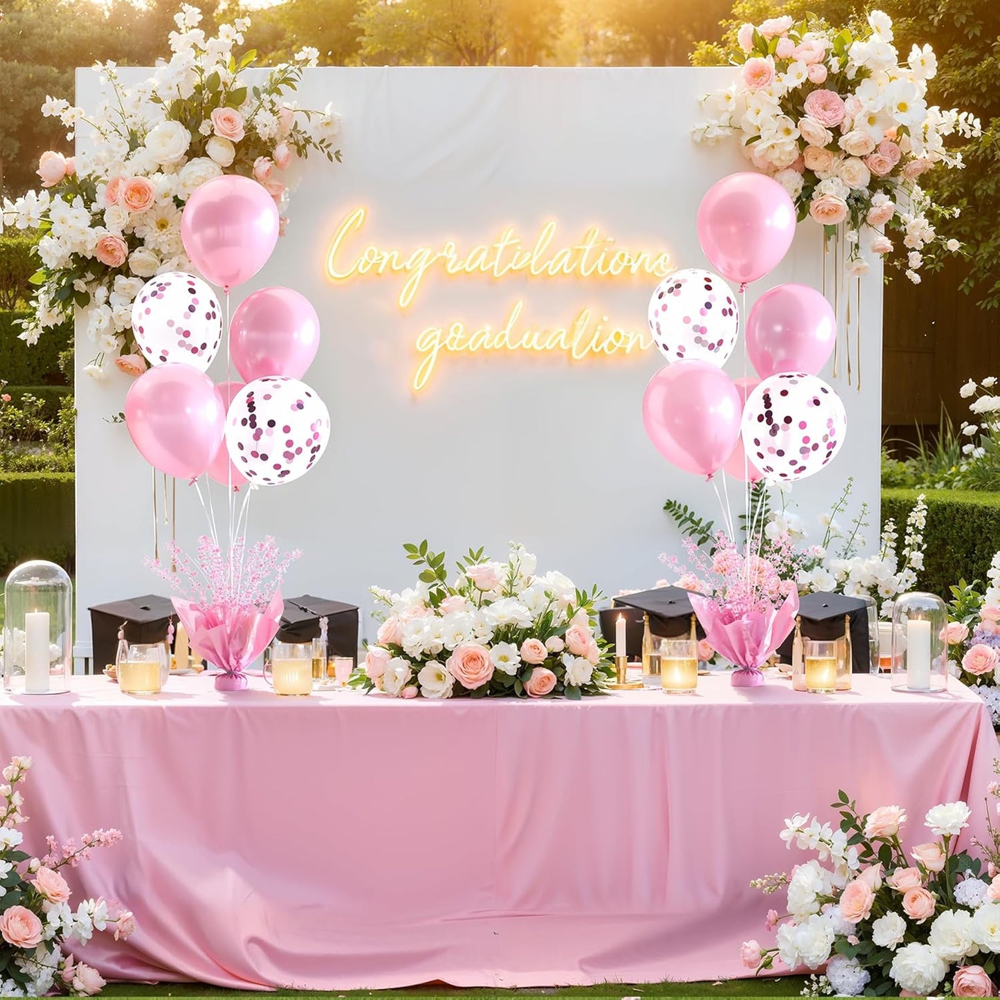 6 Set Pink Balloon Table Centerpieces for Birthday Parties, Balloon Stand Kit with Pink Balloons for Table Decoration