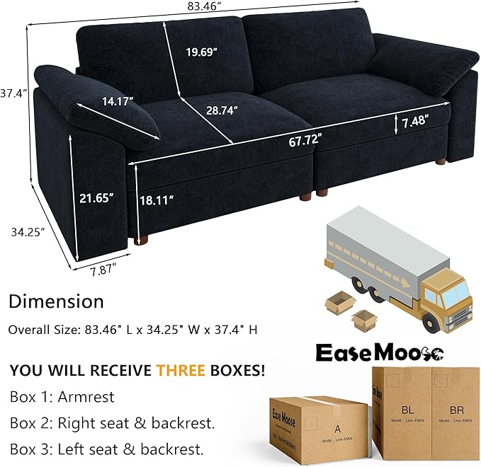 EASE MOOSE Modern Loveseat Sofa - Image 2
