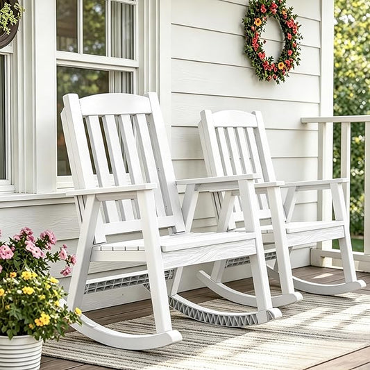 Greesum Set of 2 Outdoor Rocking Chair, Rust-Proof & UV-Resistant, Comfortable by BuynowfromGreesum