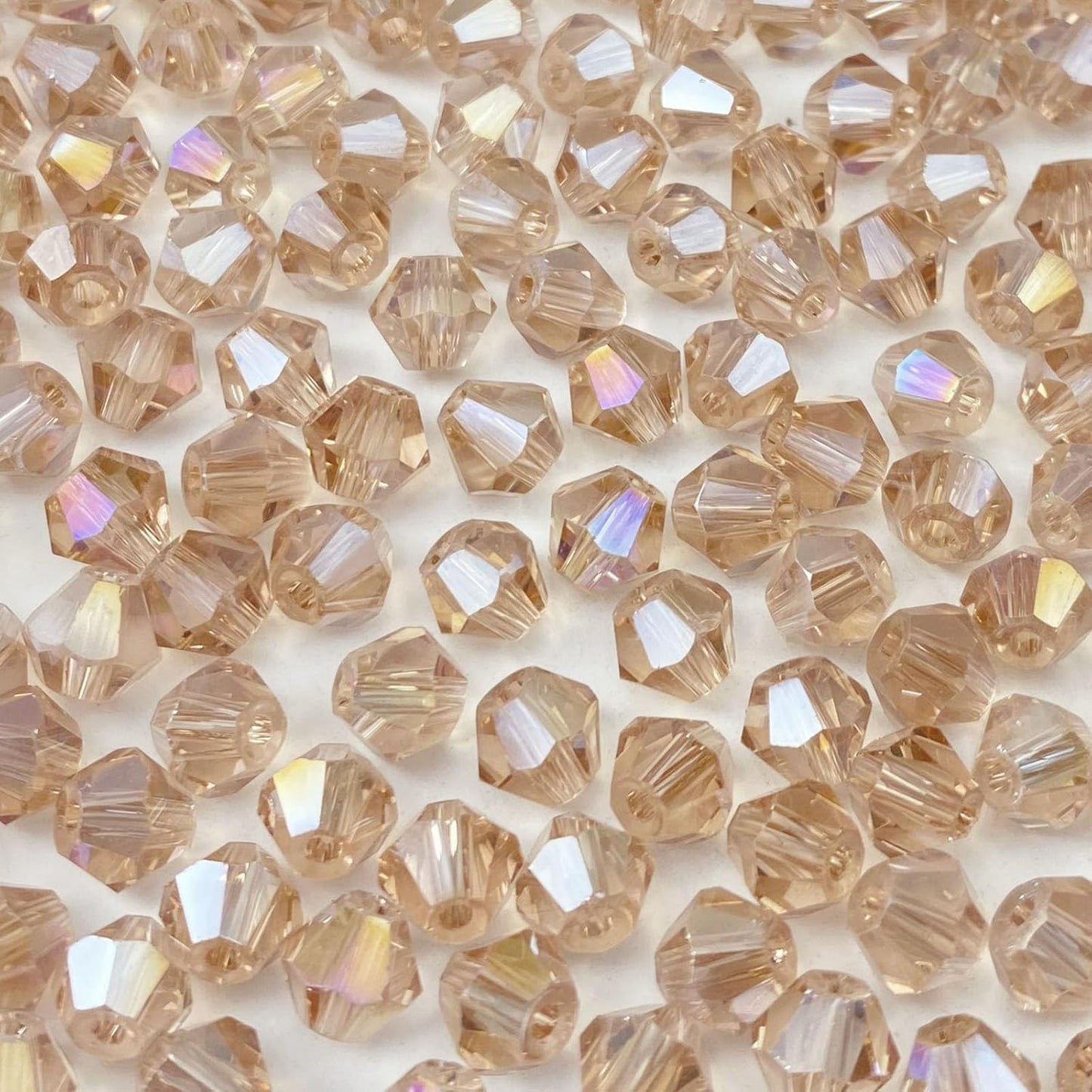 250pcs 6mm Bicone Crystal Glass Beads Loose Spacer Beads Faceted Craft Beads for Jewelry Making DIY Necklace Bracelet Earring Wind Chimes Suncatchers Ornamen(Silver Champagne AB)