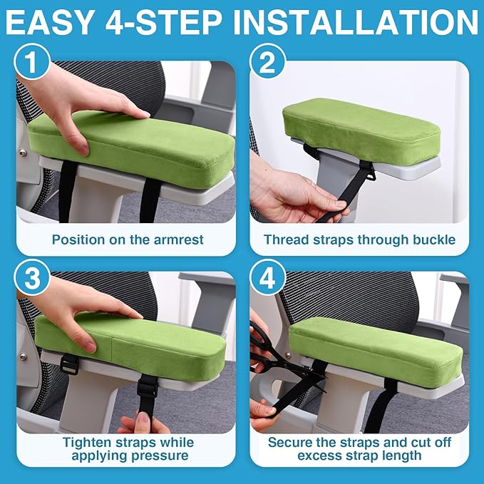 Smiry Ergonomic Office Chair Armrest Pads, Memory Foam Arm Rest Covers - Image 6