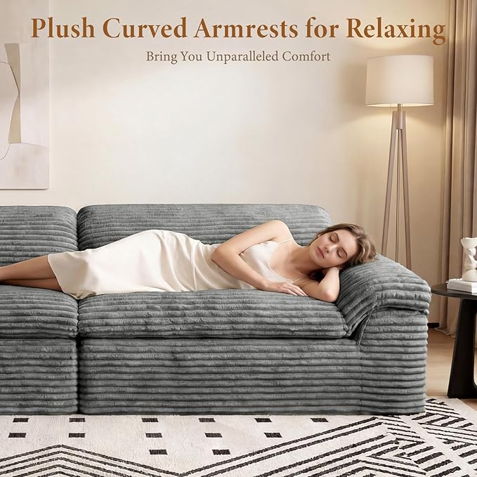 Vesgantti 118" Modular Sectional Couch, Comfy Corduroy Upholstered Cloud Couches - Image 5