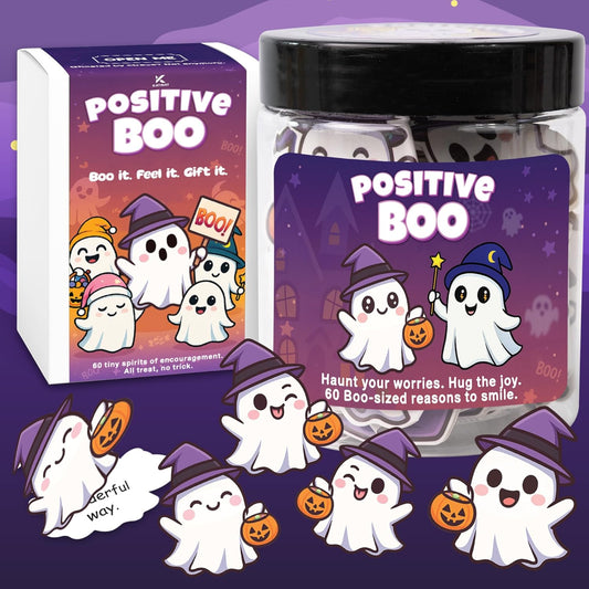 Positive Ghost Affirmation Jar – Emotional Support Ghosts Jar, Boo Basket Stuffers for Women, Teens, Funny Halloween Gifts for Women, Kids, Teens, – Cute Halloween Basket Stuffers Ideas