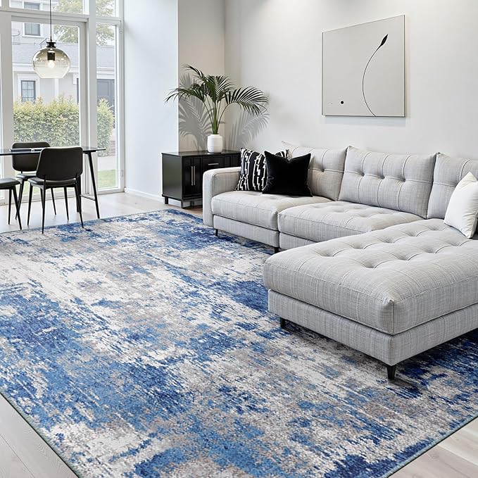 RELEANY Washable Area Rugs Square 10ft Non-Slip Modern Abstract Soft - Image 8