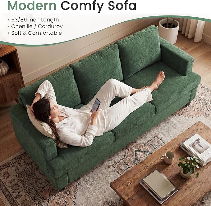 YOUDENOVA 2 Piece Set Comfy Sofa Couch, 3-Seater Sofa * 2 - Image 5
