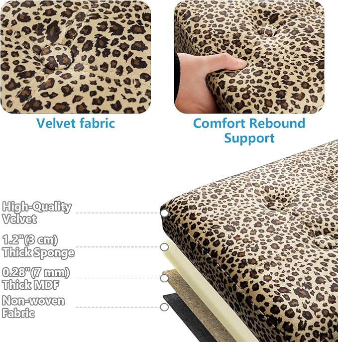AmasSmile Storage Ottoman Folding Foot Rest Stool - Image 7