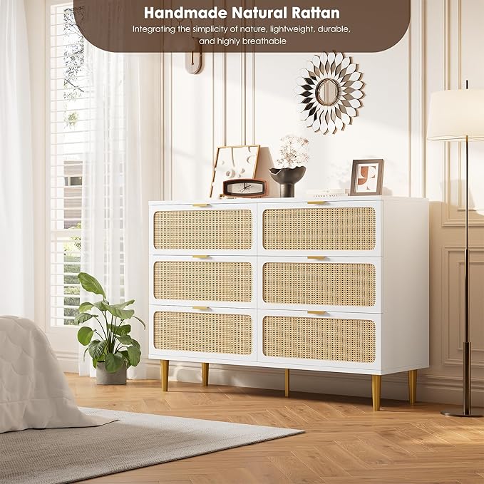 GarveeHome Rattan 6 Drawer Dressers - Image 7