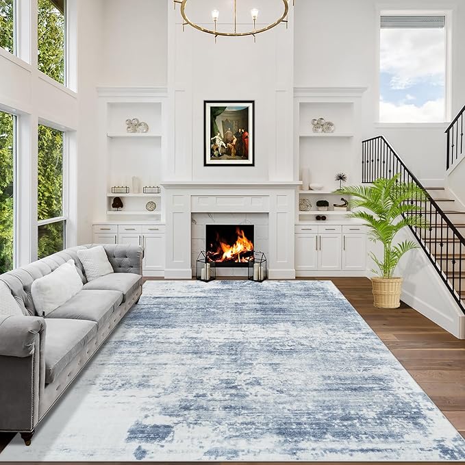9x12 Area Rugs Washable Rug: Modern Abstract Living Room Rug Soft Anti-Skid by GENTDRIZZ
