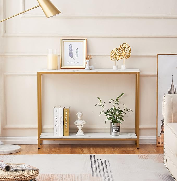 loglus Console Table for Entryway, Faux Marble MDF Indoors Sofa Table - Image 3