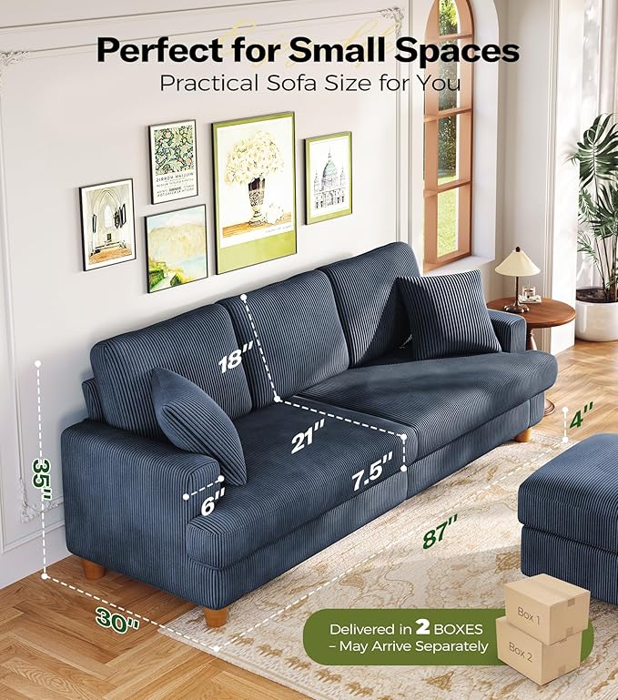Kidirect 87in L Shaped Couch, Modular Sofa No Tool Assembly, Comfy Sectional - Image 2