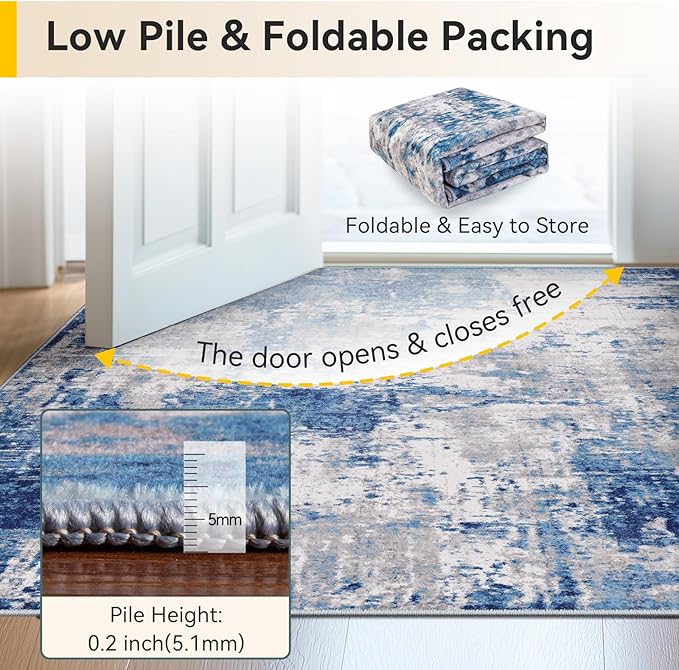 RELEANY Washable Area Rugs 5'x7' Non-Slip Modern Abstract Soft - Image 6