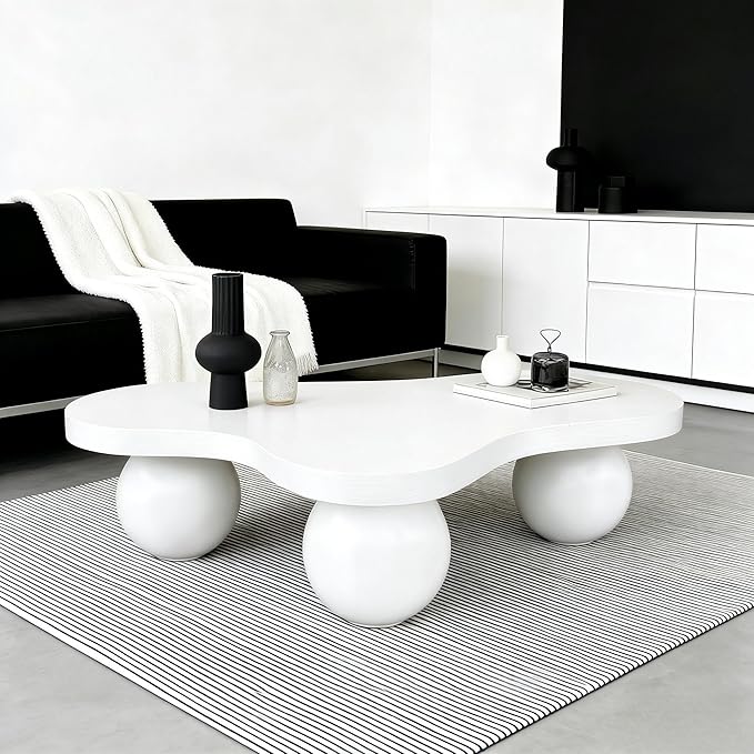 46" Cloud Coffee Table with 3 Ball Legs, Modern Irregular Center Table - Image 8