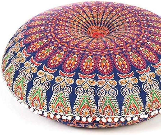 Mandala Floor Pillow Cover Meditation Cushion Seating Throw Hippie Round by EyesofIndia