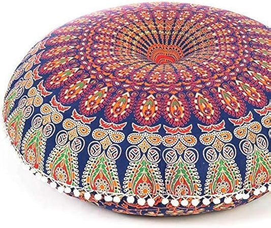 Mandala Floor Pillow Cover Meditation Cushion Seating Throw Hippie Round by EyesofIndia