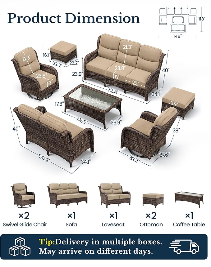 HILLGA Luxury High Back Patio Furniture Set - Image 8