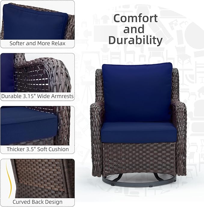 Towallmark Outdoor Swivel Wicker Glider Patio Chairs - Image 4