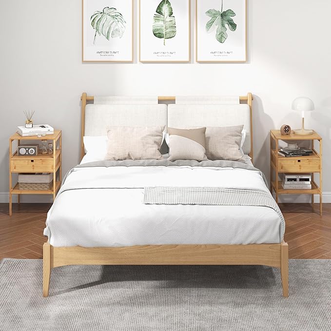 Giantex Bamboo Nightstand, Wood Side Table - Image 8