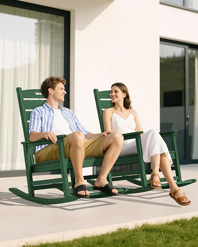 SERWALL Outdoor Rocking Chair Set of 2, Oversized Rocking Chair - Image 8
