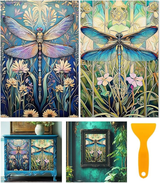 6 Sheets Dragonflies Rub on Transfers by BEUNITONE