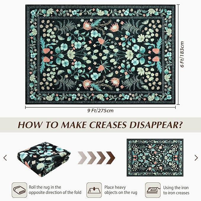 Area Rugs for Living Room, Washable 5x7 Vintage Rug for Bedroom, Non-Slip - Image 2