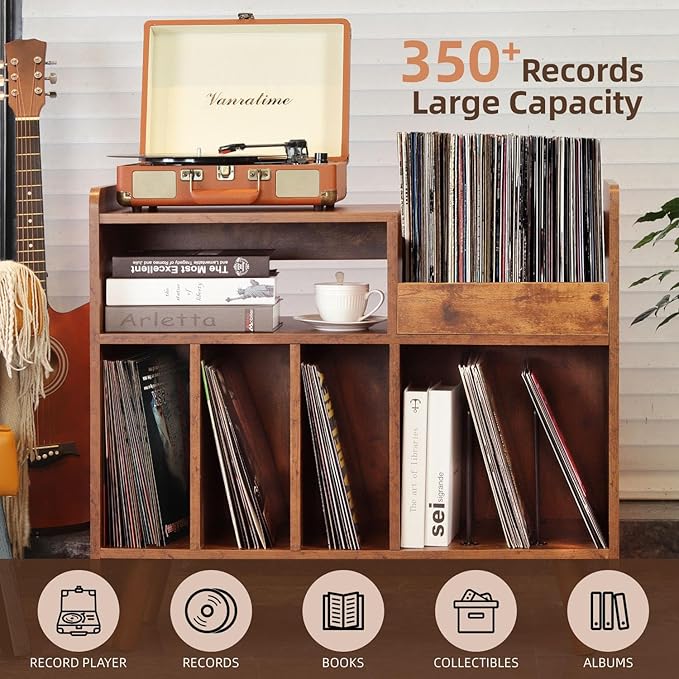 Record Player Stand, Large Record Player Table Cabinet - Image 2