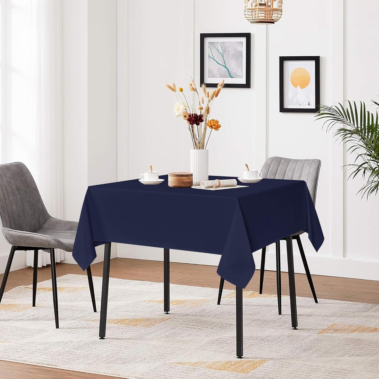 sancua Small Square Tablecloths 36x36 Inch - Navy Blue Table Cloth for Square or Round Tables, Washable Polyester Fabric Table Cover for Nightstand End Bedside Tables