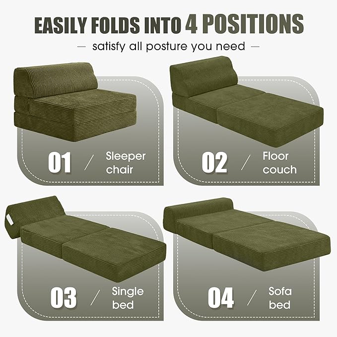Kasunpul Folding Sofa Bed with Pillow, Memory Foam Fold Out Chair Bed, - Image 5
