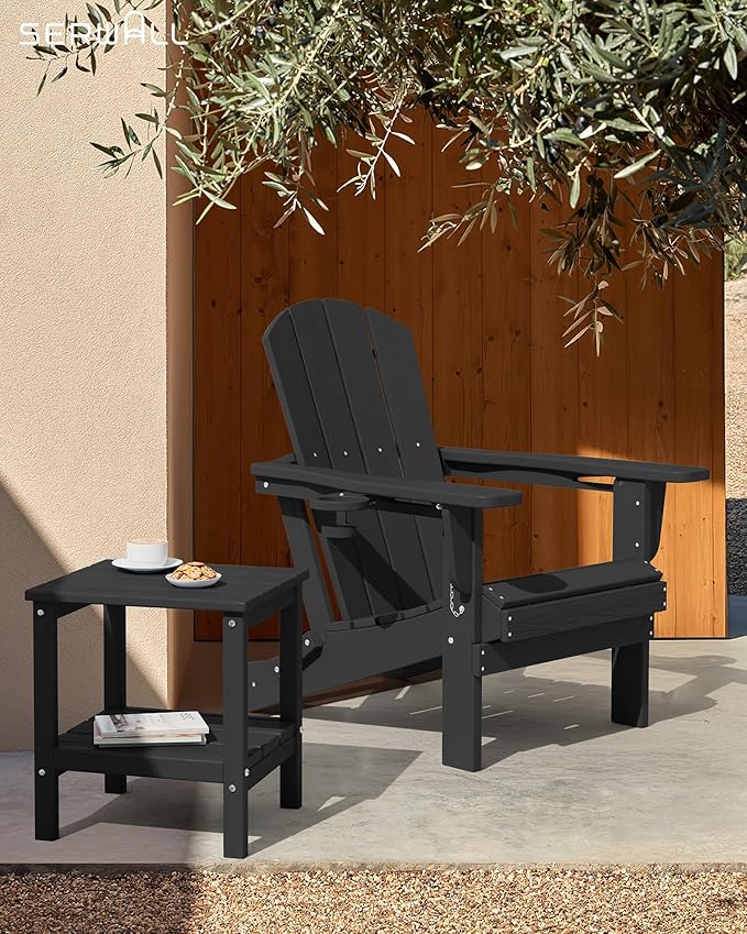 SERWALL 2-Tier HDPE Outdoor Side Tables Set of 2, Weatherproof Rectangular - Image 7