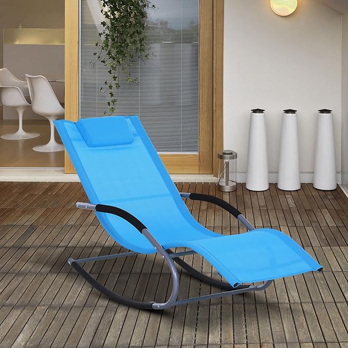 Outsunny Zero Gravity Rocking Chair Outdoor Chaise Lounge Chair Recliner Rocker - Image 2