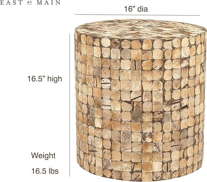 East at Main Round Brown Coconut Shell Side Table - Image 3
