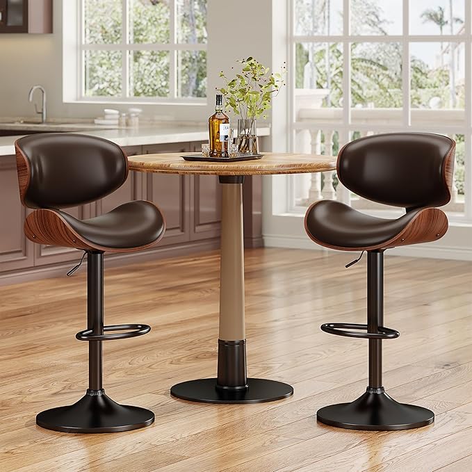 YaFiti Swivel Bar Stools Set of 2, Modern PU Leather Adjustable Counter Stool - Image 7