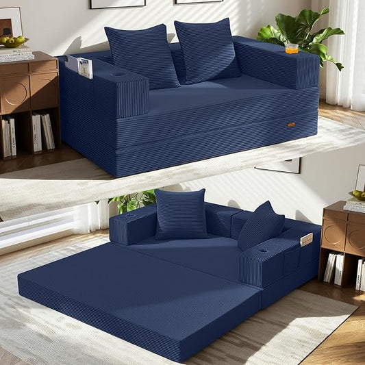 COMAX Futon Sofa Bed, 4‑in‑1 Convertible Sofa Bed, Folding Boneless Couches by COMAX