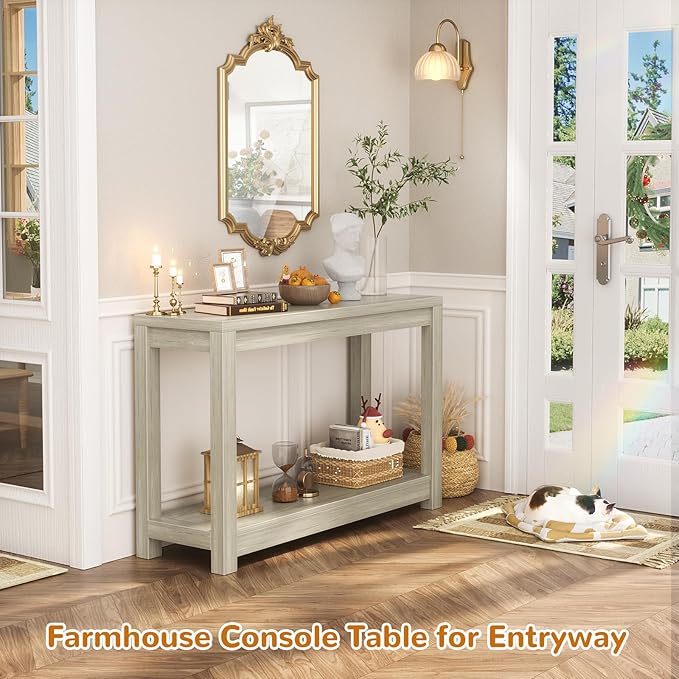 Besiost Small Farmhouse Wood Entryway Table Narrow Console Table - Image 2
