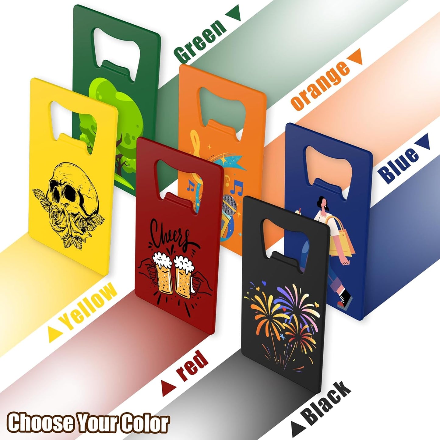 4-100 Pcs Personalized Bottle Opener, Custom Stainless Steel Credit Card Bottle Opener, Full Color Print for 6 Color, Design Your Text Logo for Bar, Wedding, Anniversaries, Party (Blue)