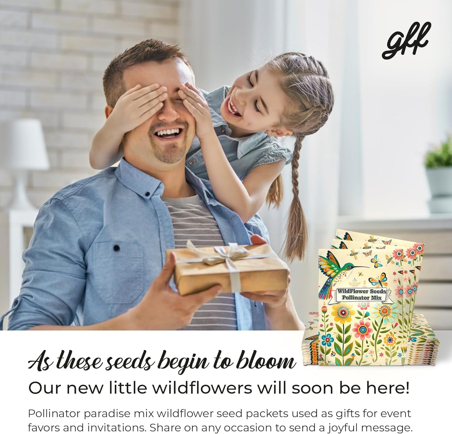 Pollinator Paradise Seed Mix (20 Packs) Seeds Packets for Humming Birds, Butterflies and Bees - Ideal for Wedding Party Favors Bridal Shower School Events Thank You Corporate Event Memorials